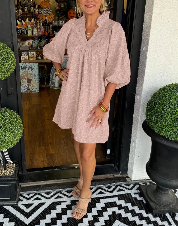Faye | Robe Mini à Manches Bouffantes pour Femme en V