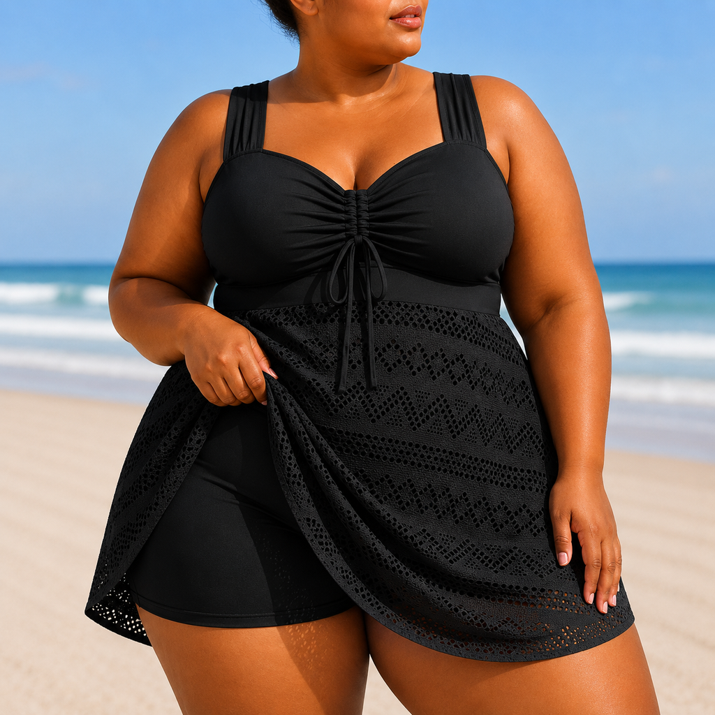 Robe de bain élégante Emille pour femmes en grande taille avec drapé fluide