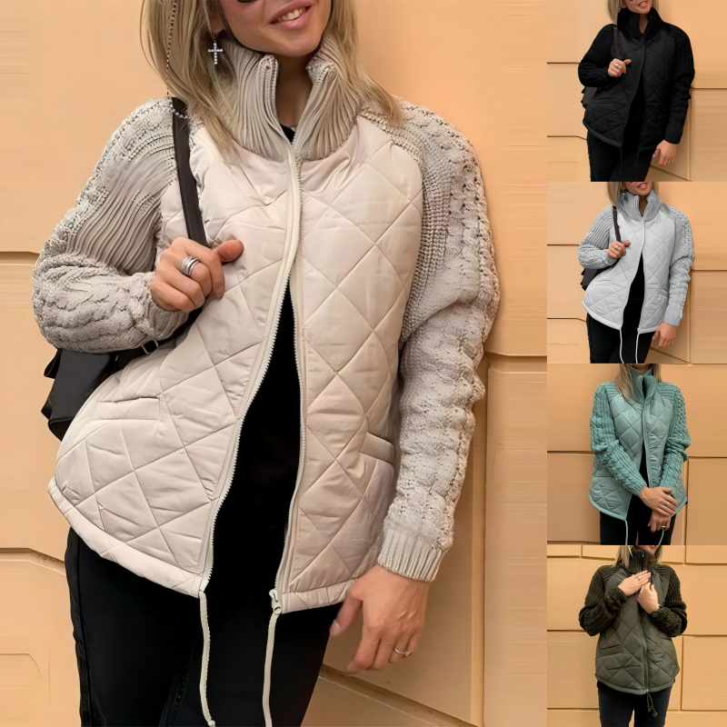 Myve | Veste d'hiver pour femmes avec design matelassé et manches en tricot torsadé