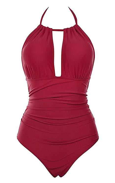 Maillot de bain floral pour femmes avec décolleté plongeant R&B