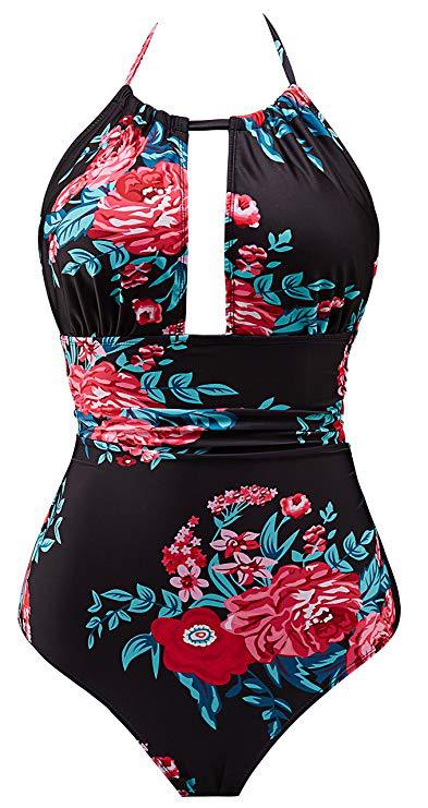 Maillot de bain floral pour femmes avec décolleté plongeant R&B