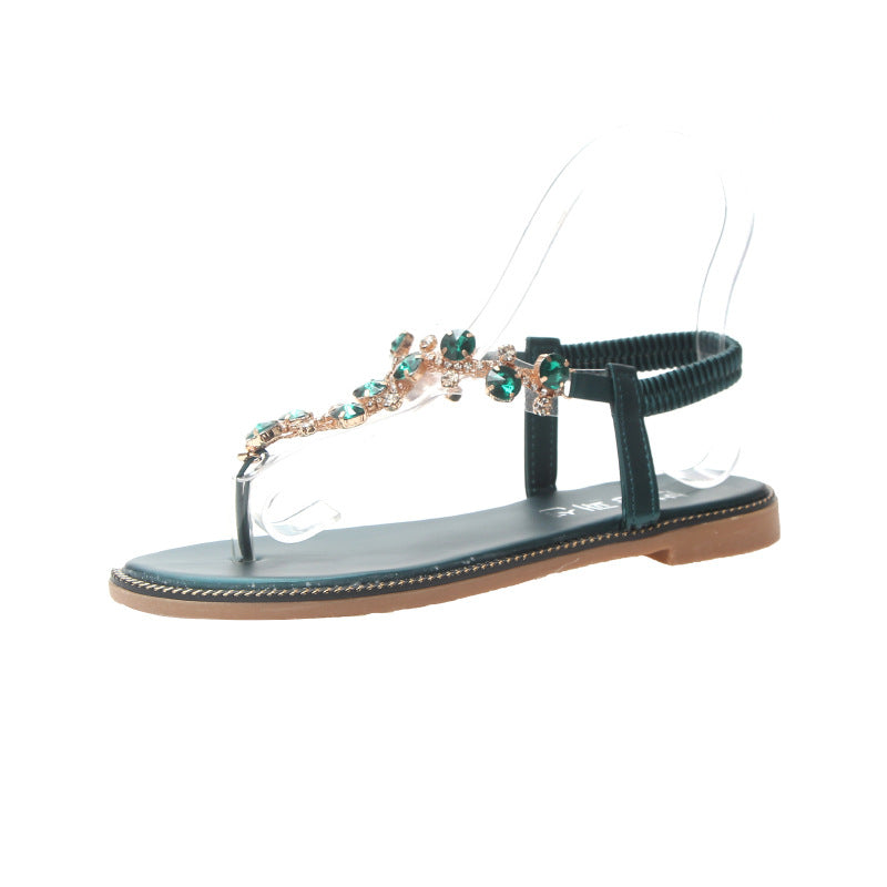 Sandales de plage pour femmes avec accents scintillants et semelle intérieure rembourrée R&B