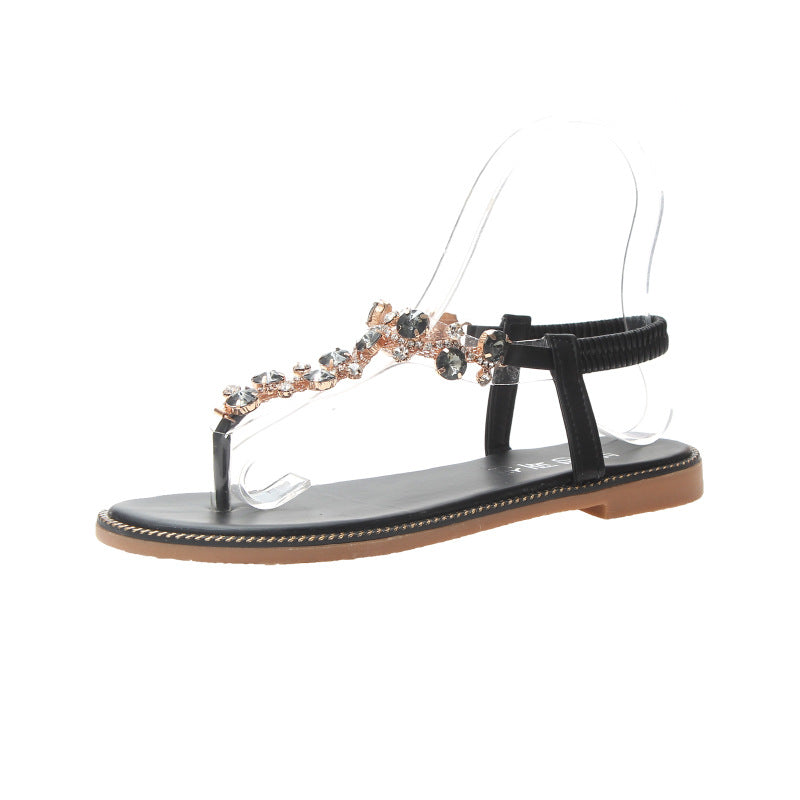 Sandales de plage pour femmes avec accents scintillants et semelle intérieure rembourrée R&B