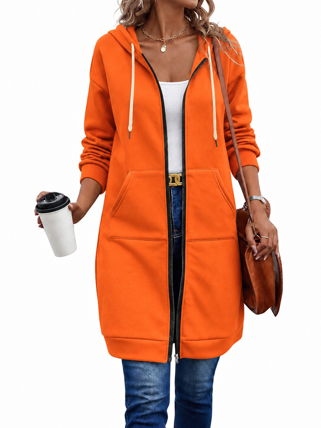 Hoodie Zippé Long Femme | Mi-Long & Confortable