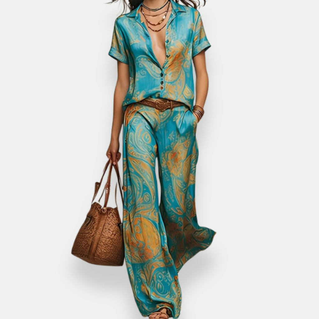Azarie | Ensemble léger imprimé avec pantalon ample