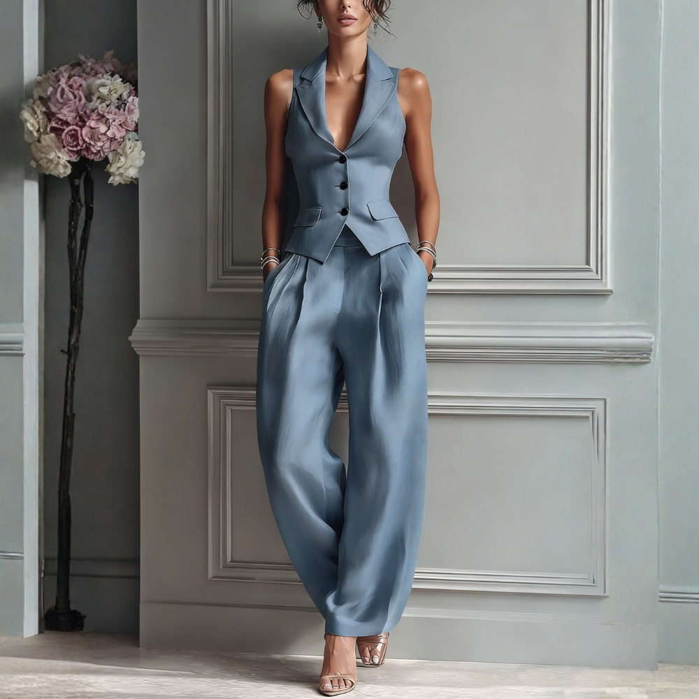 Aaliyah | Costume pantalon élégant avec gilet sans manches