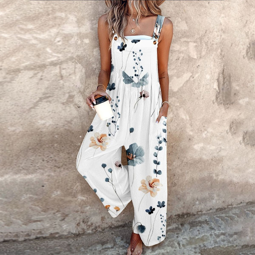 Combinaison Femme à Jambes Larges | Sans Manches Florale