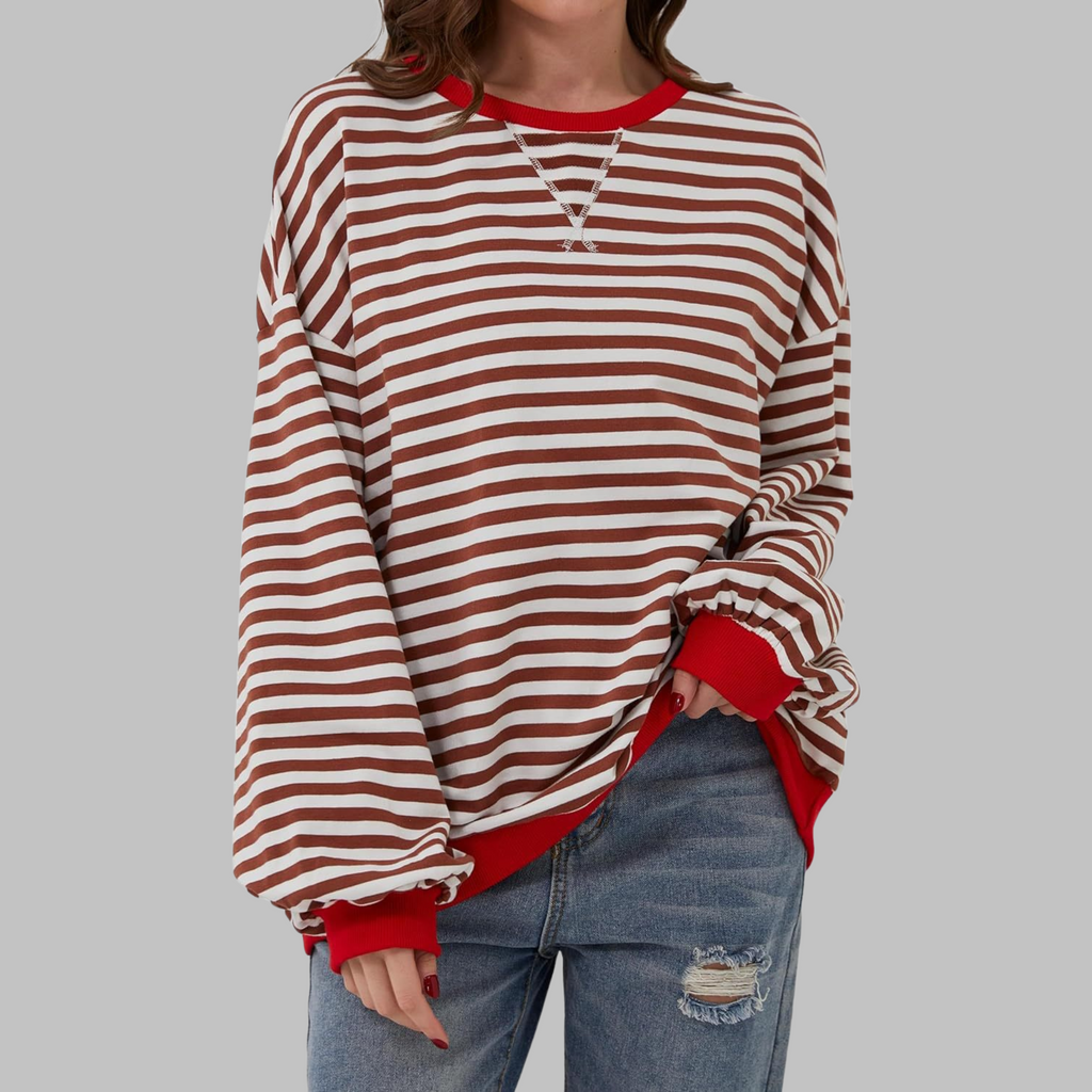 Ellen - Pull Rond à Rayures Élégant