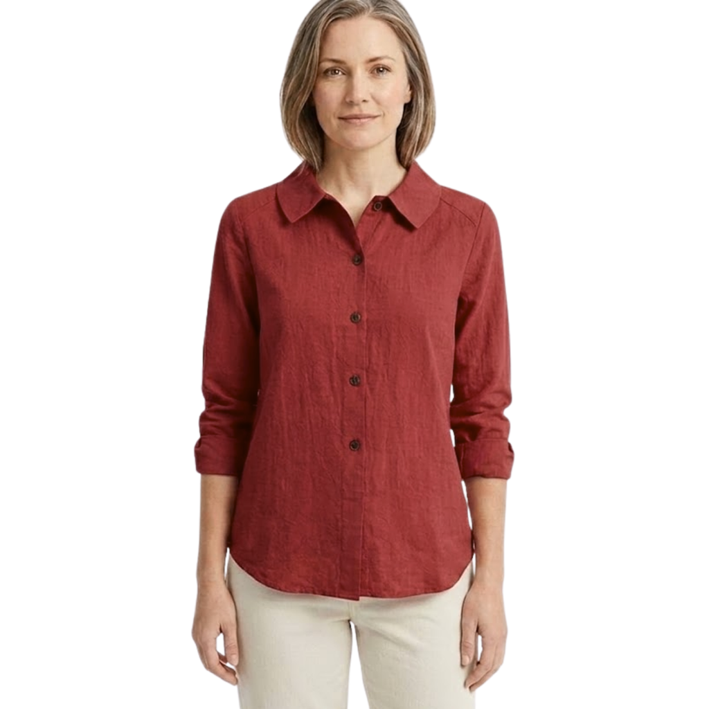 Surchemise Femme Coupe Oversize avec Boutons Contrastés et Manches Retroussables
