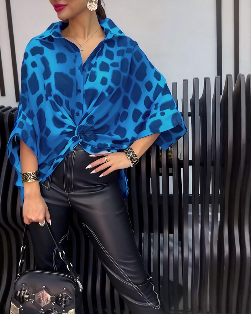 Blouse imprimée léopard à col