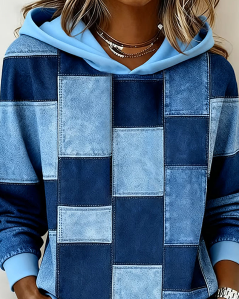 Hoodie à carreaux à manches longues