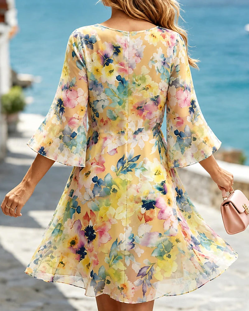 Robe Aquarelle Fleurie Superposée