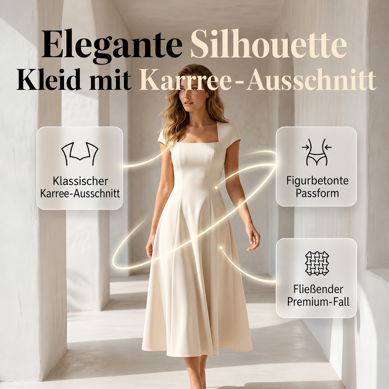 Bethiena | Robe élégante en A avec décolleté carré