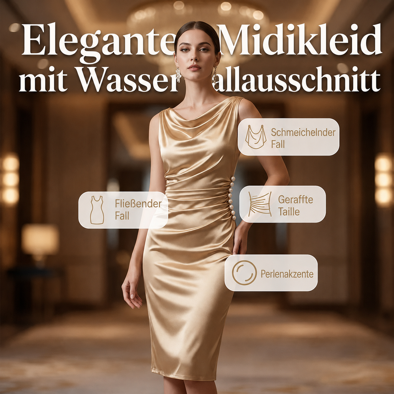 Thylla | Robe de soirée ajustée avec col en cascade