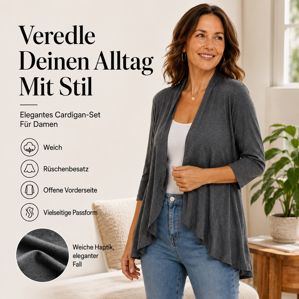 Rassel | Cardigan ouvert élégant avec des manches trois-quarts