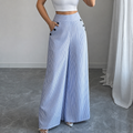 Doviane | Pantalon en lin rayé taille haute