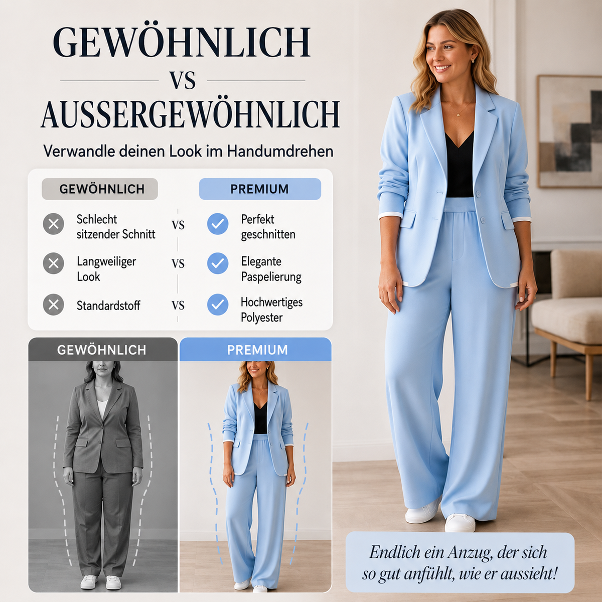 Aadee | Tailleur avec blazer grande taille et pantalon large