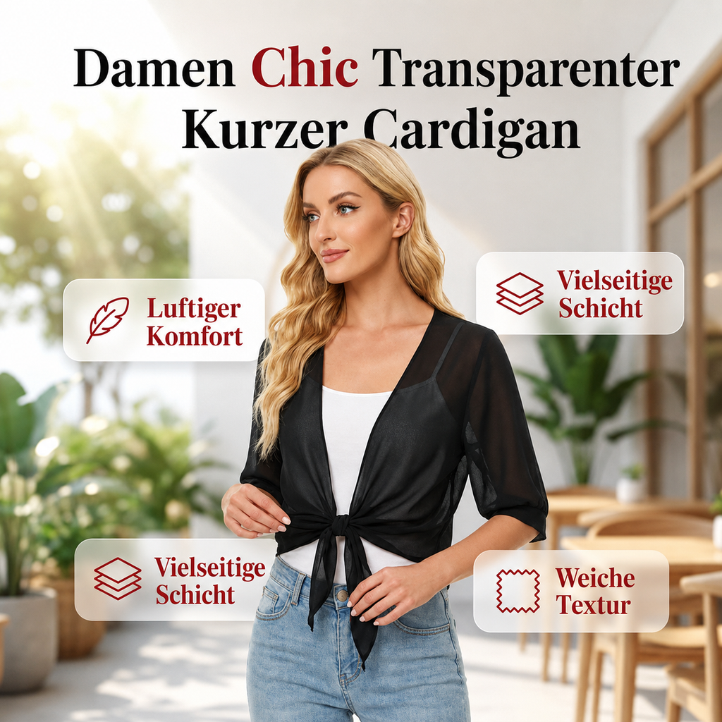 Gloumea | Cardigan court léger en chiffon transparent