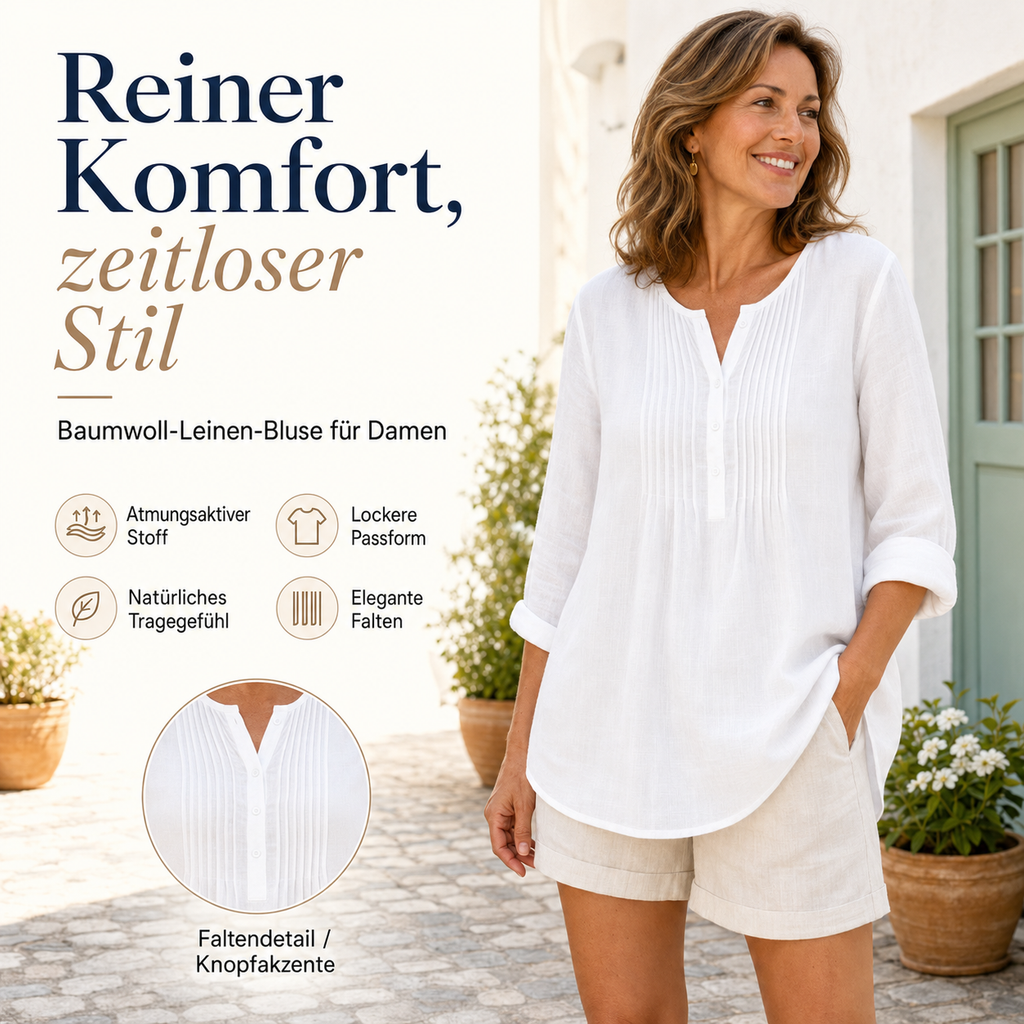 Lujena | Blouse à manches longues avec plis et col Henley