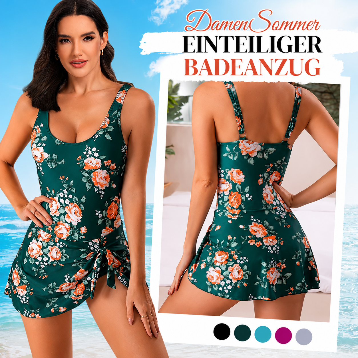 Beafina | Maillot de bain avec jupe portefeuille et short intégré