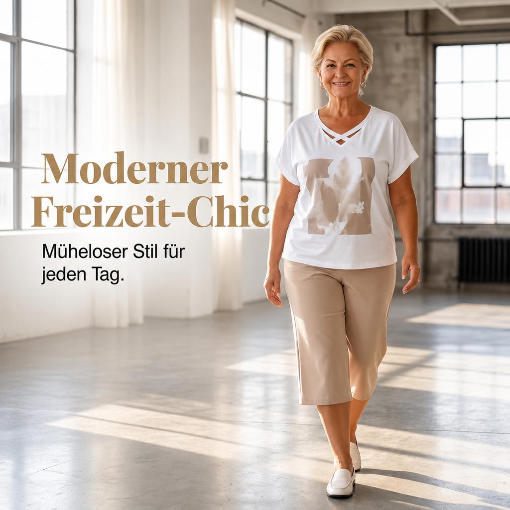 Lorevina | Ensemble élégant avec top à décolleté en V et pantalon Capri