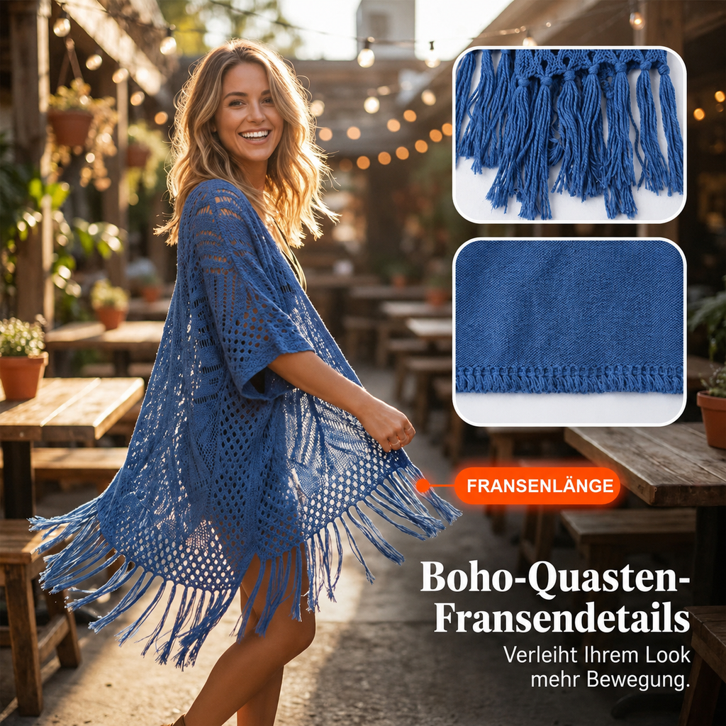 Soravina | Kimono en tricot avec franges et tombé fluide