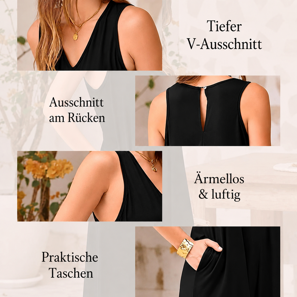 Lenizza | Combinaison sans manches avec décolleté en V et jambe large