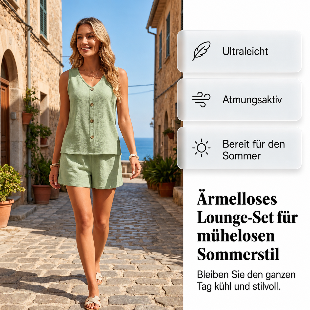 Jessika | Ensemble deux pièces confortable avec boutons