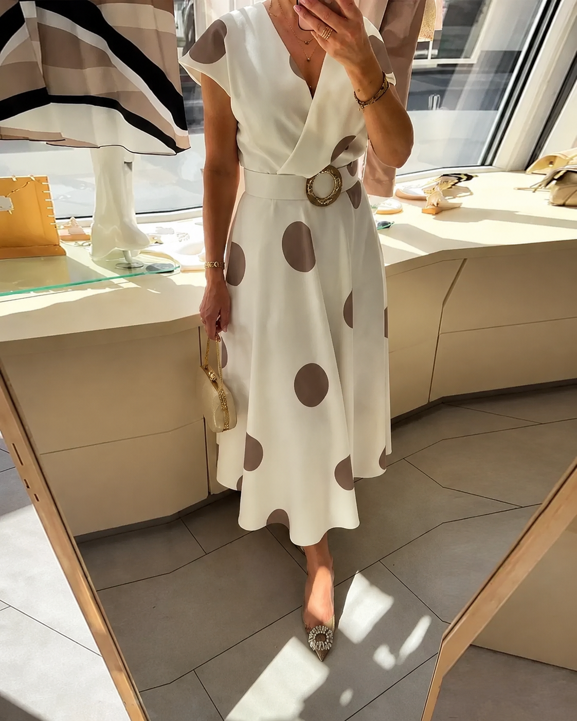 Glessia | Robe à pois avec ceinture à la taille
