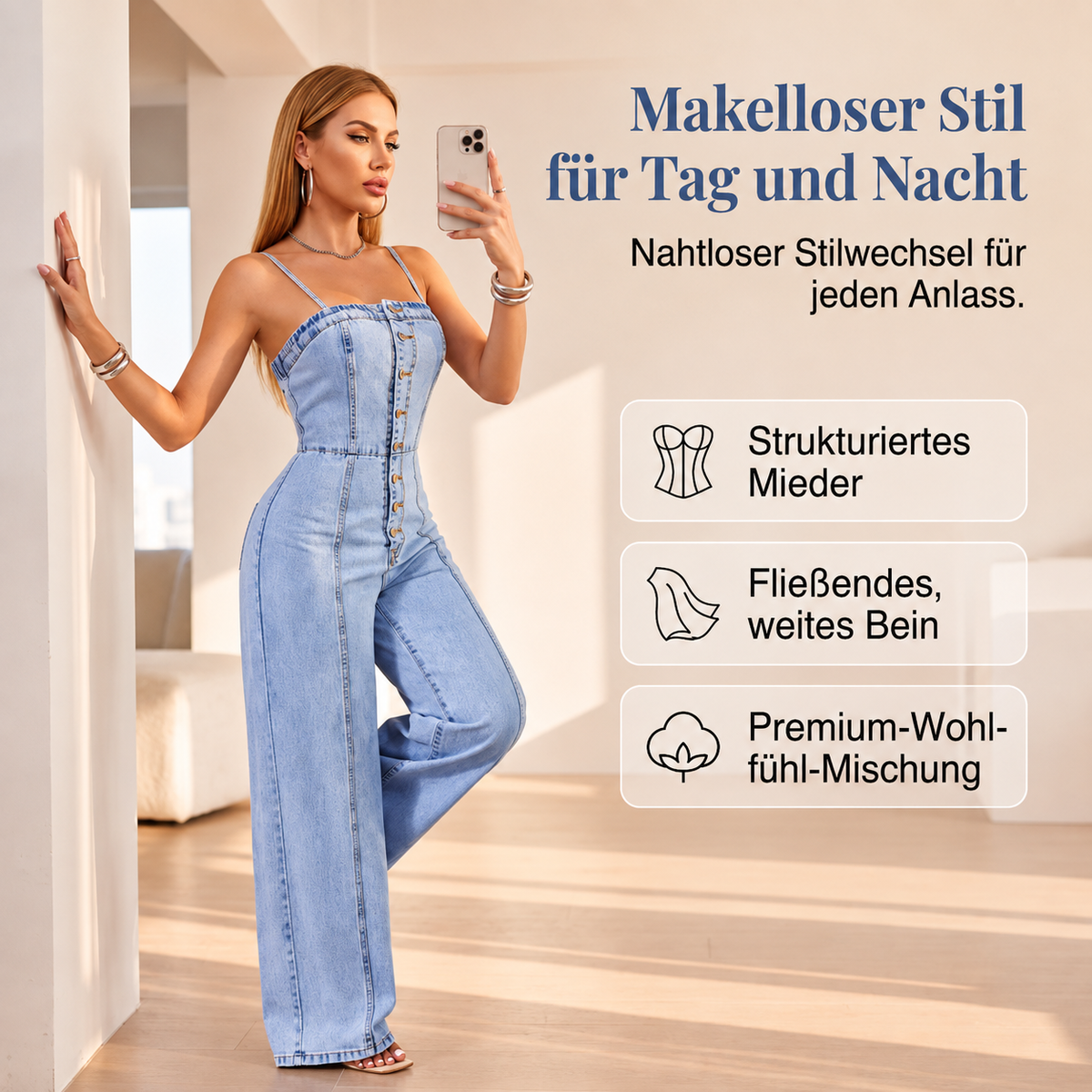 Rafuzzae | Combinaison en denim ample avec bretelles spaghetti