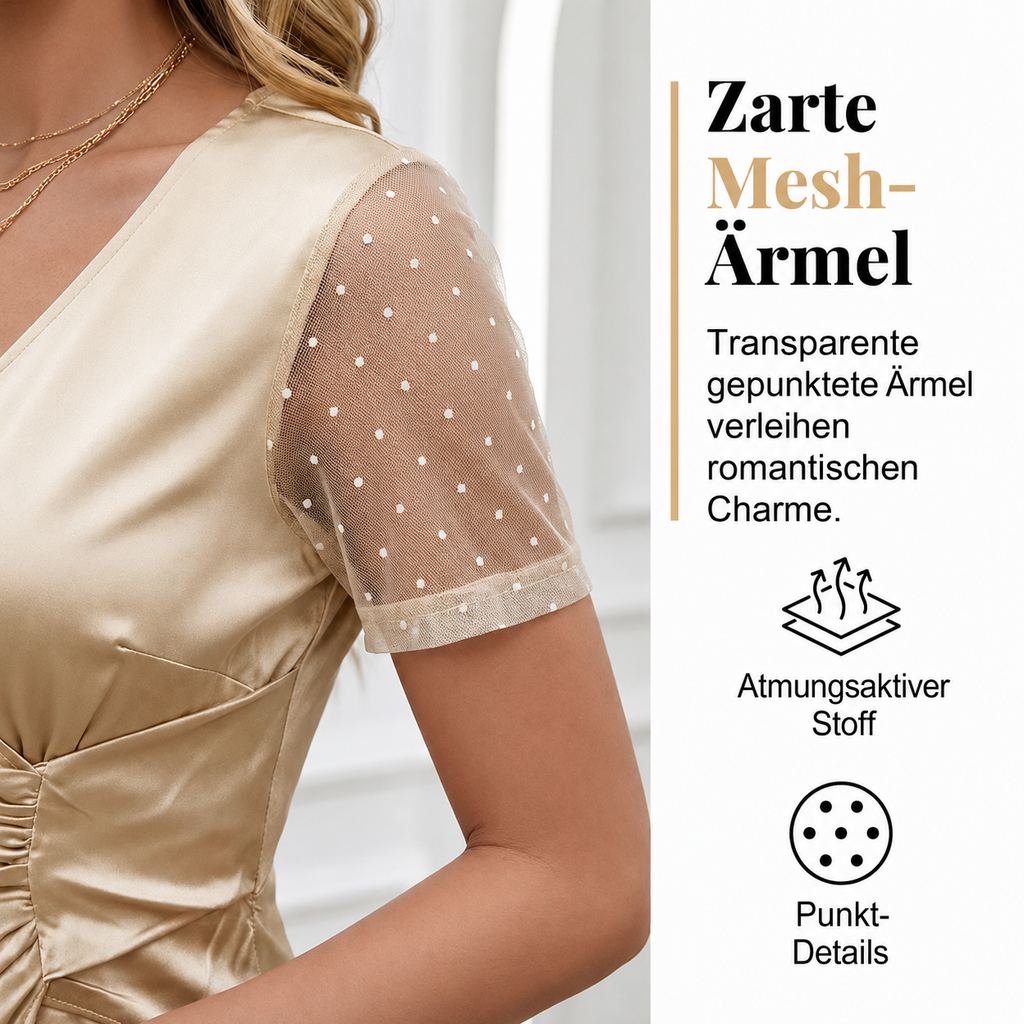 Luoreda | Robe portefeuille avec manches transparentes à pois