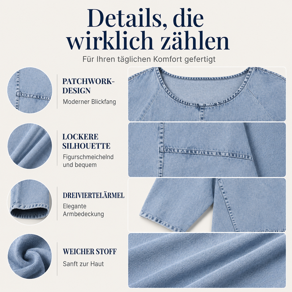 Eroucel | Chemise patchwork décontractée en denim
