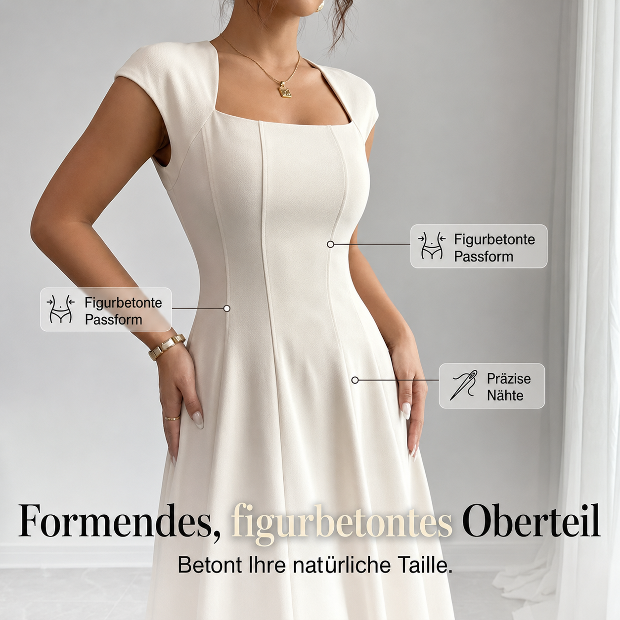 Bethiena | Robe élégante en A avec décolleté carré