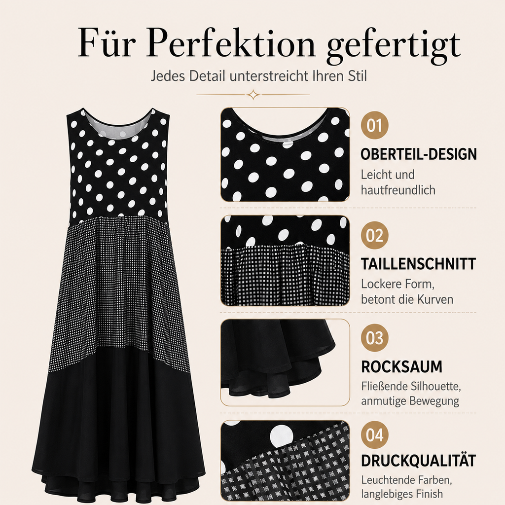 Delza | Robe midi sans manches en patchwork avec différents motifs