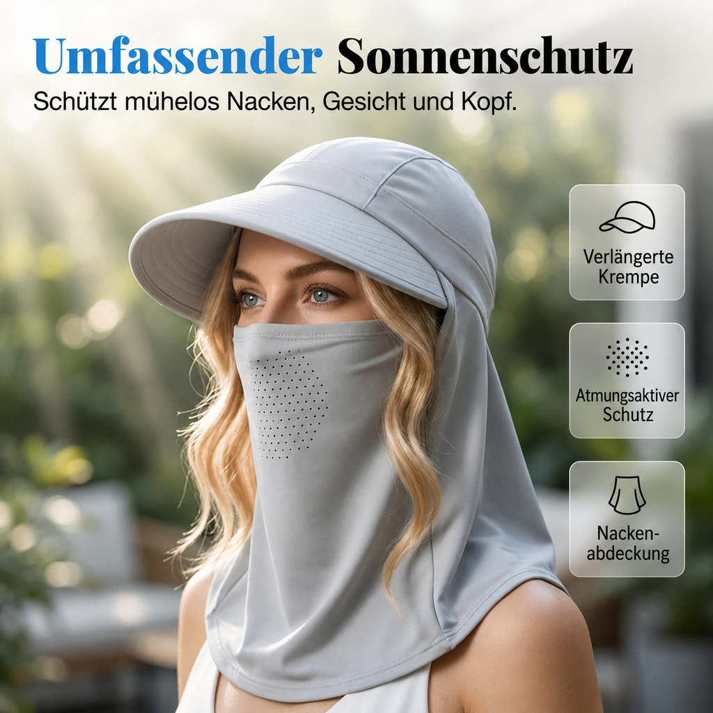 Solvessa | Chapeau de protection solaire respirant avec protection du visage