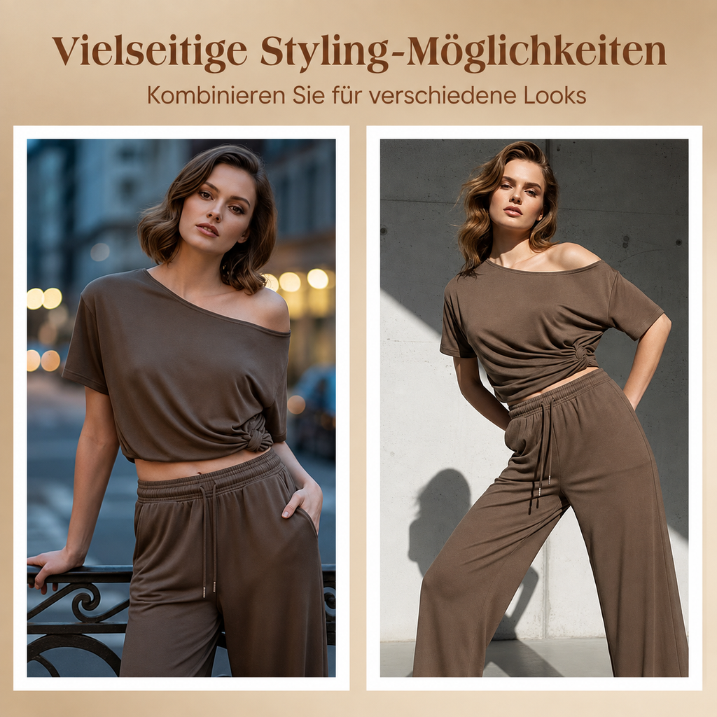 Korinna | Ensemble deux pièces sans épaules avec pantalon large