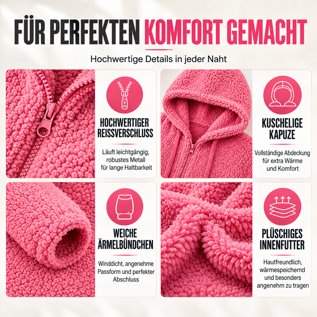 Velissa | Veste à capuche pour femmes, douce et moelleuse, avec fermeture éclair