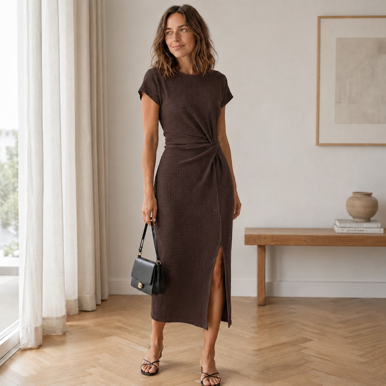 Almathy | Robe midi nouée avec fente latérale
