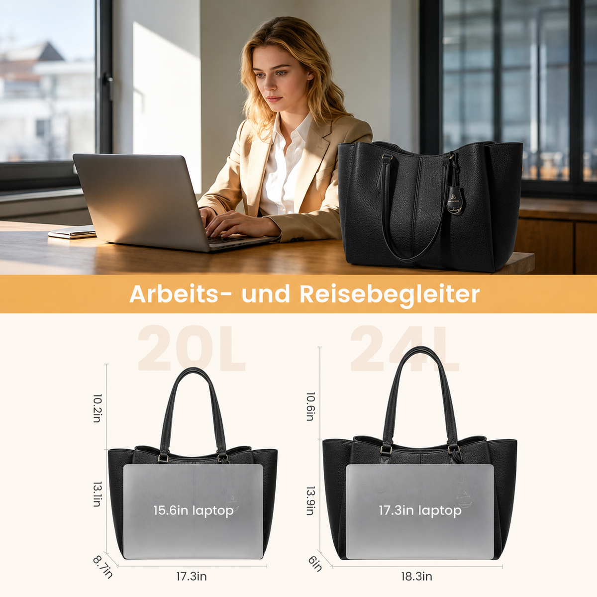 Melisara | Sac pour ordinateur portable avec trois compartiments pour le travail et les voyages