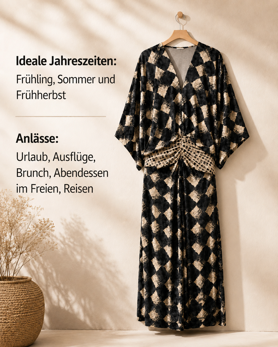 Celias | Robe maxi en mosaïque méditerranéenne avec manches kimono
