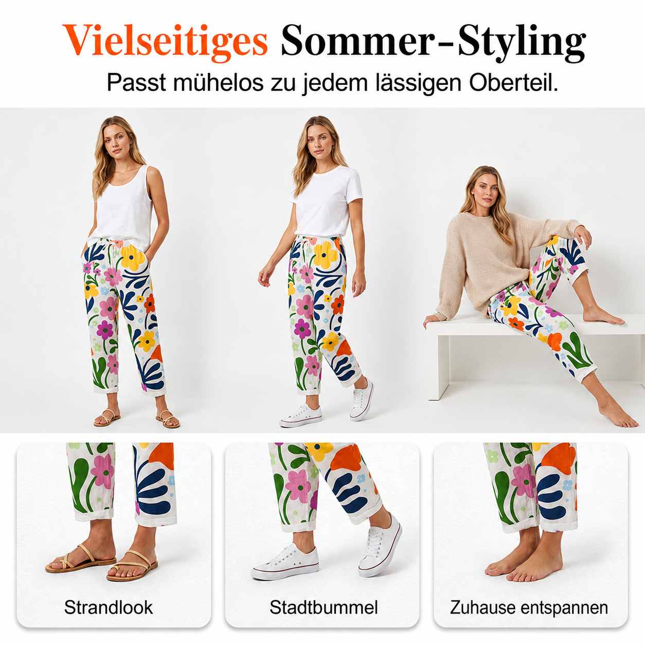Vianee | Pantalon de loisirs respirant avec motif floral