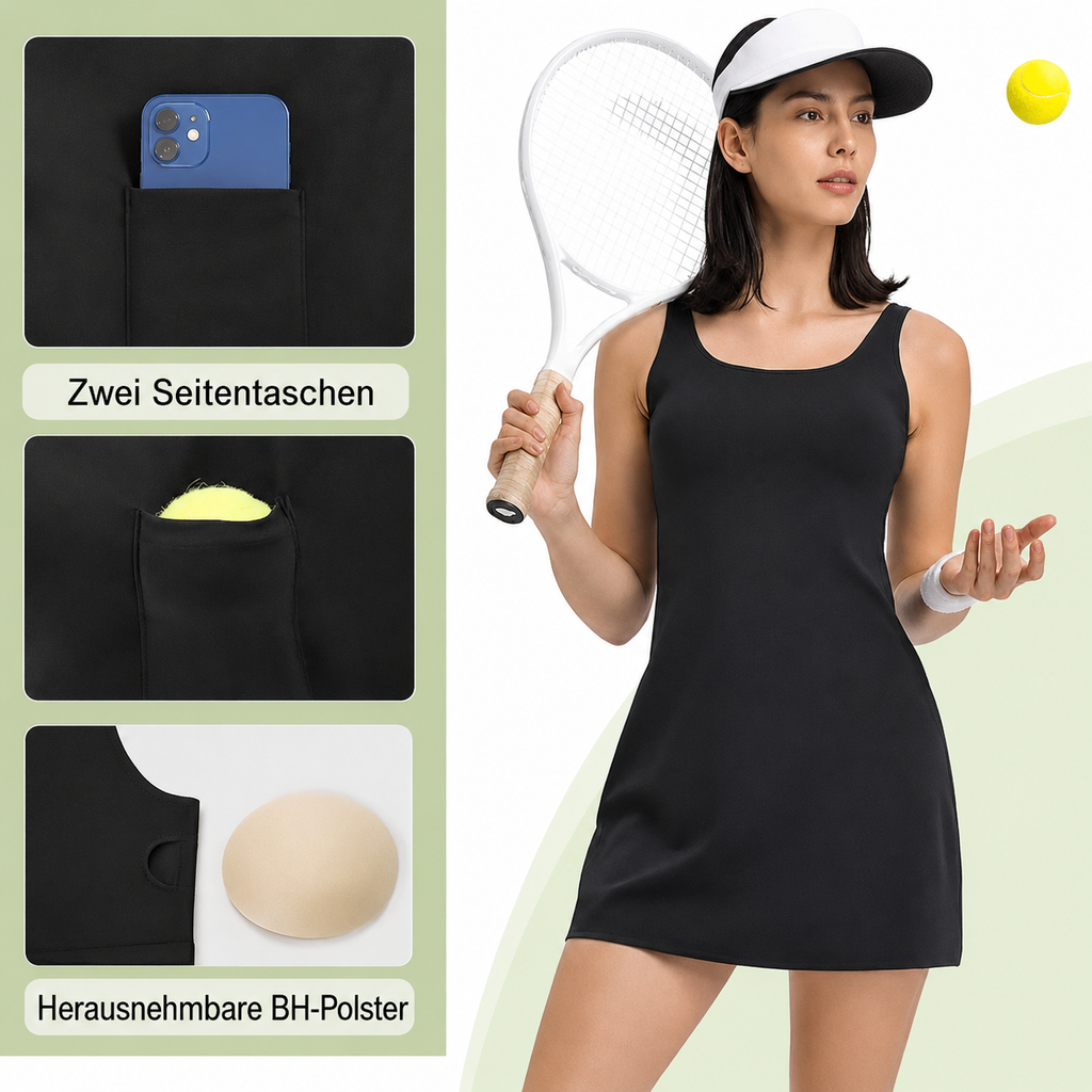 Tarvella | Robe de tennis dos nu avec poches latérales