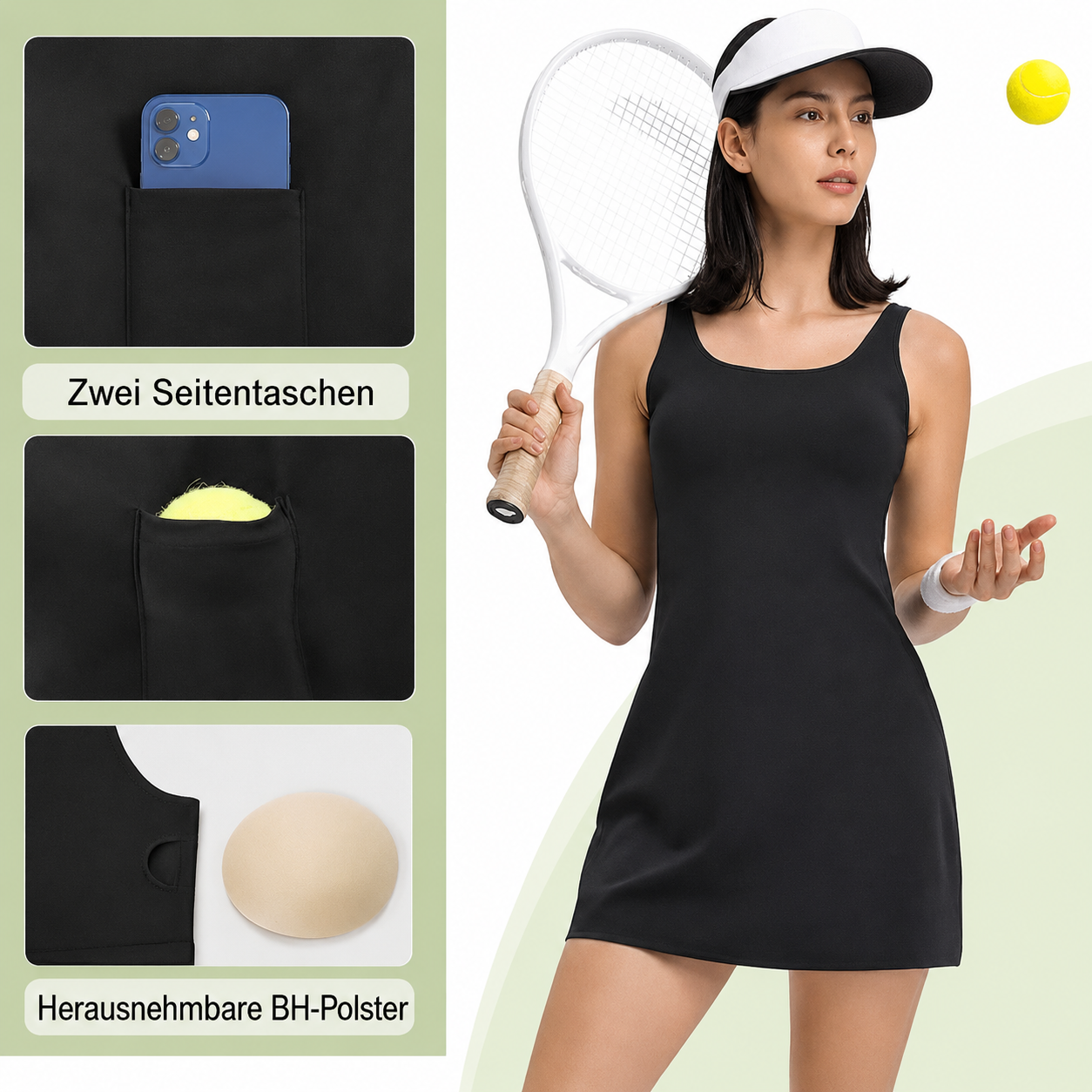 Tarvella | Robe de tennis dos nu avec poches latérales