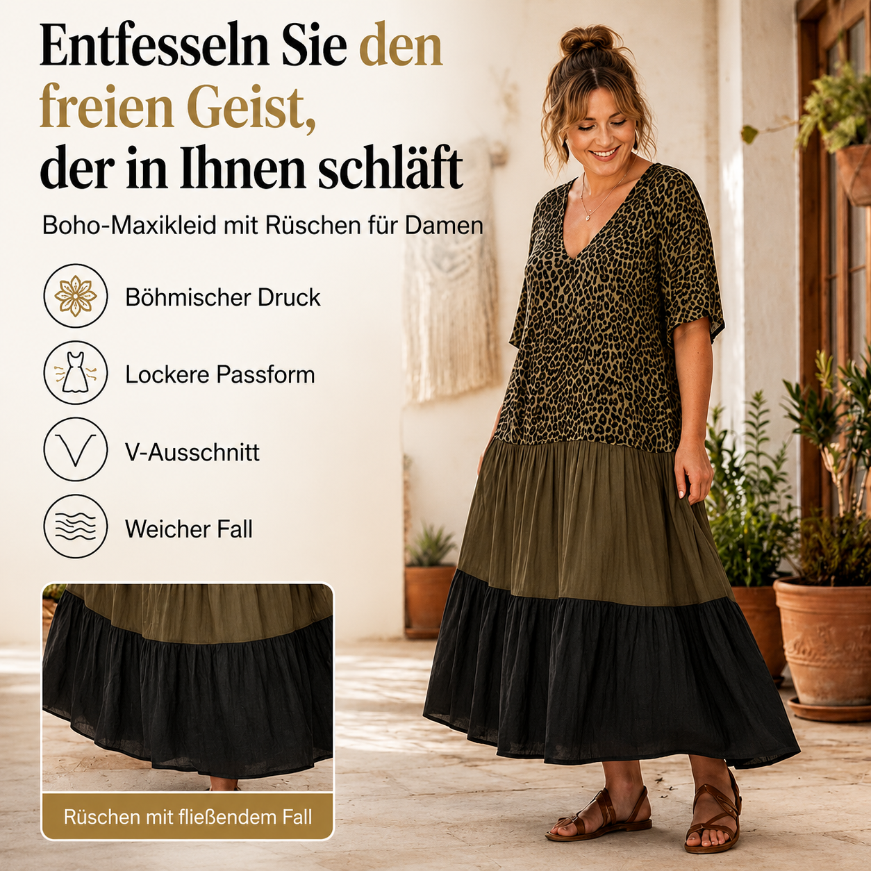 Oellame | Robe maxi élégante avec jupe à volants