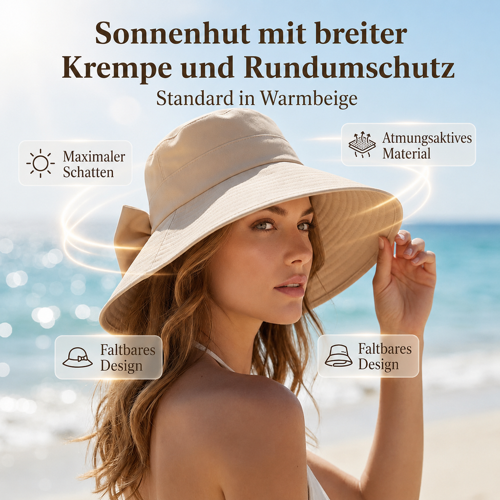 Ecedda | Chapeau de soleil pour femmes avec large bord et nœud