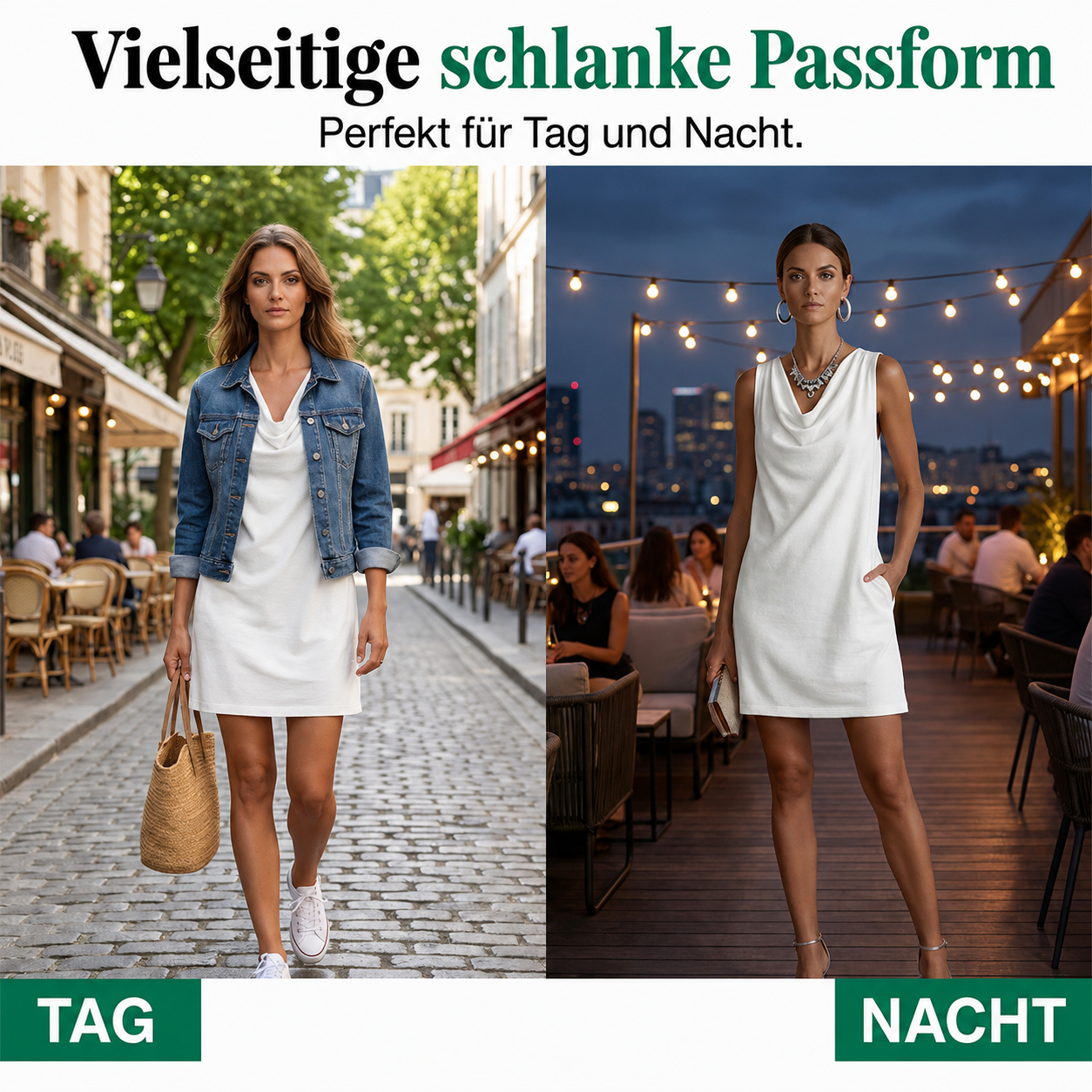 Kelena | Robe sans manches avec décolleté en cascade et poches