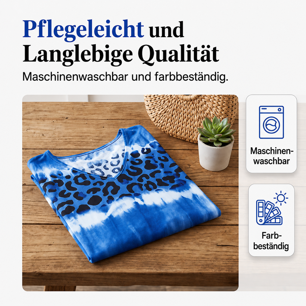 Kalissa | Robe de resort légère avec imprimé léopard tie-dye et décolleté en V