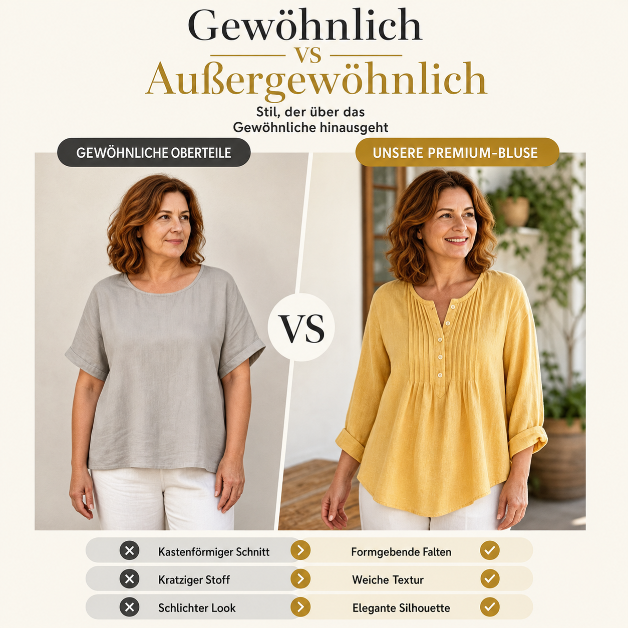 Lujena | Blouse à manches longues avec plis et col Henley