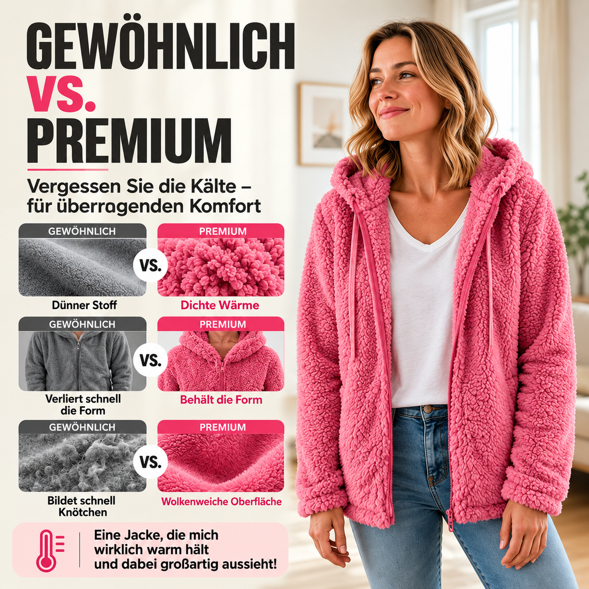 Velissa | Veste à capuche pour femmes, douce et moelleuse, avec fermeture éclair