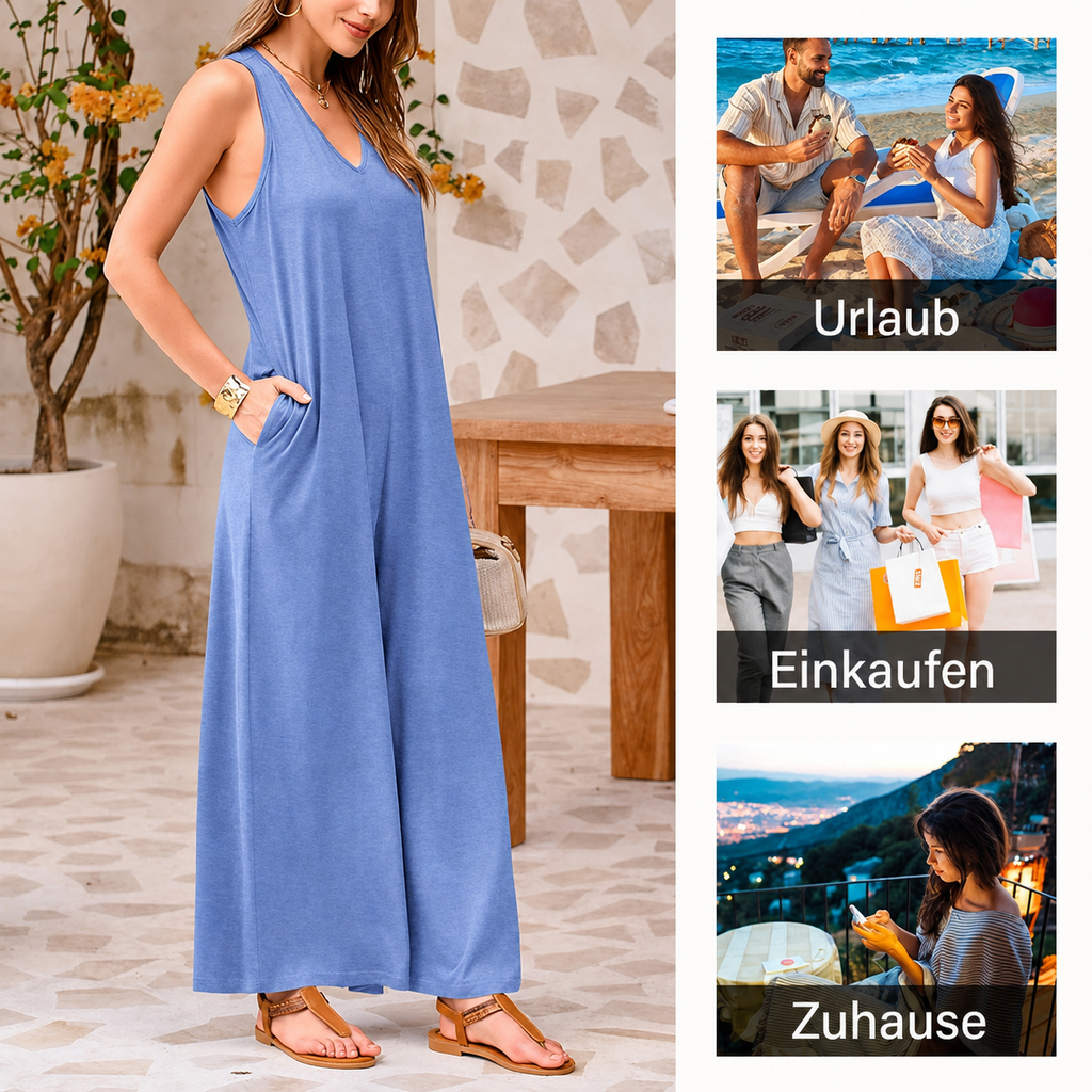 Lenizza | Combinaison sans manches avec décolleté en V et jambe large